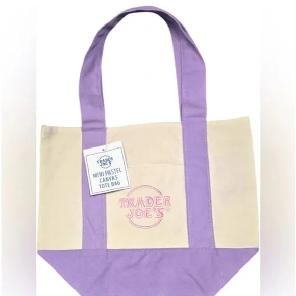 2026 Trader Joe’s Mini Tote - Purple White - Picture 1 of 9